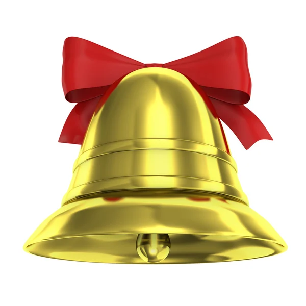 Vánoční zvonek s červenou stužku — Stock fotografie