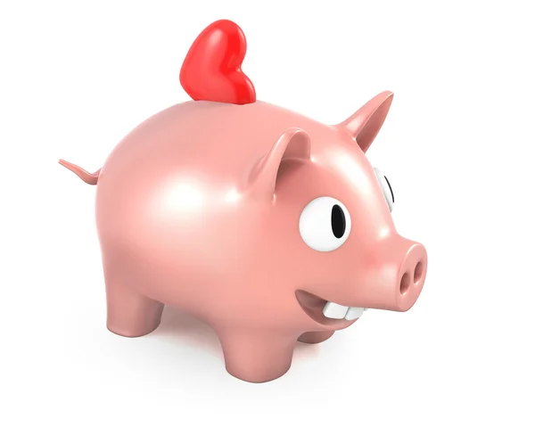 Kalp ile Piggy banka — Stok fotoğraf