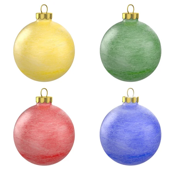 Quatro bolas de Natal com textura de geada — Fotografia de Stock