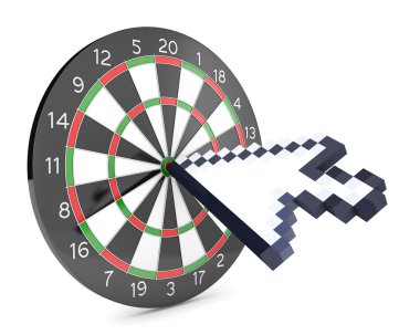 Arrow cursor hits the dartboard clipart