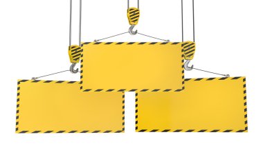 Three crane hooks with blank yellow plates clipart