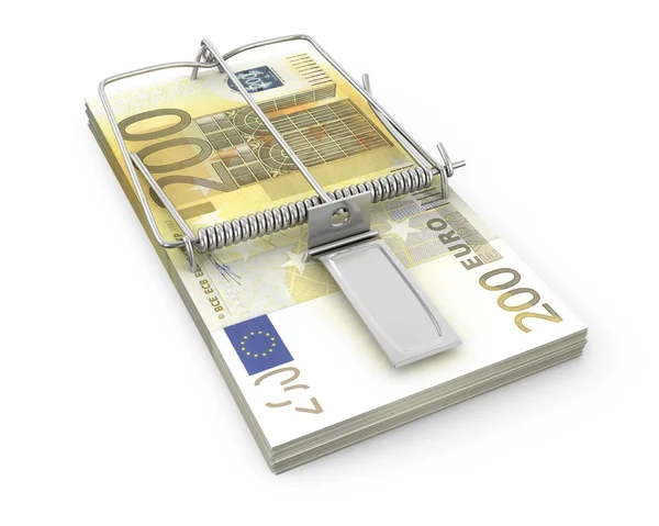 Armadilha de rato feita de pacote de euro — Fotografia de Stock