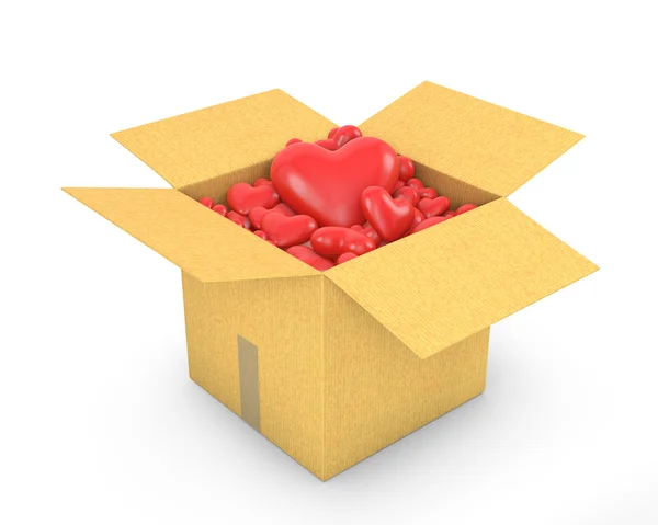 Картонна коробка ящик з серця — стокове фото