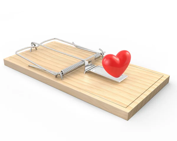 Mouse trap with a red heart — Stock Photo, Image