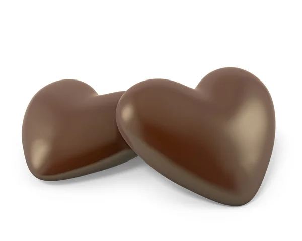 Paar herzförmige Schokoladenbonbons — Stockfoto