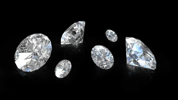 Wenige alte europäische Diamanten im Rundschliff — Stockfoto