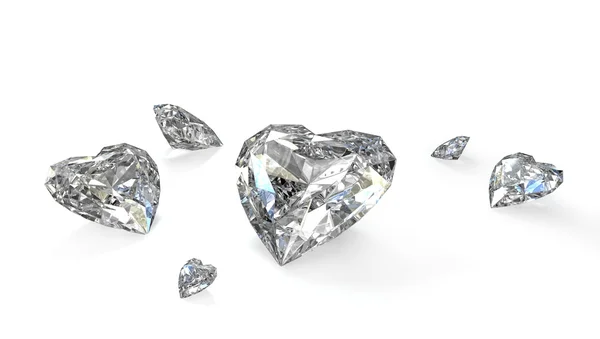 Poucos diamantes em forma de coração — Fotografia de Stock