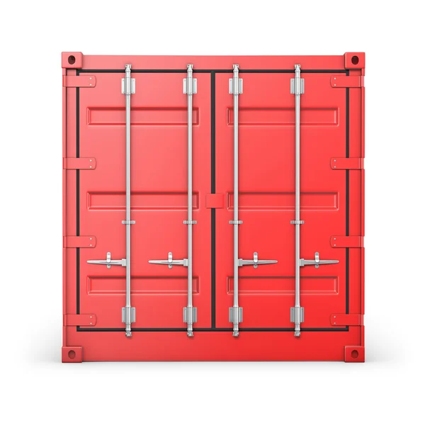 Enkele rode container, vooraanzicht — Stockfoto