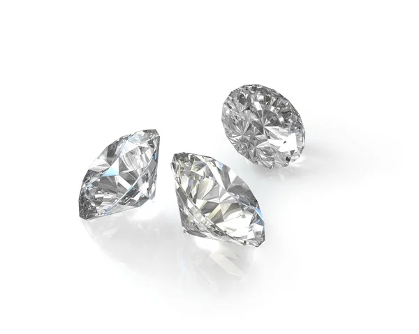 Drie ronde, oude Europese geslepen diamanten — Stockfoto