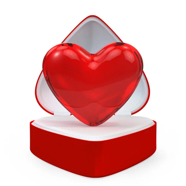 Καρδιά σε ένα κουτί δώρου σε σχήμα καρδιάς — Φωτογραφία Αρχείου