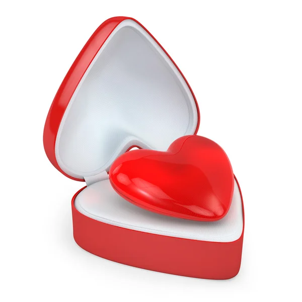 Καρδιά σε ένα κουτί δώρου σε σχήμα καρδιάς — Φωτογραφία Αρχείου