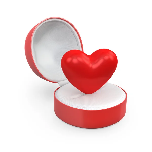 Heart in a round gift box — Stock Photo, Image