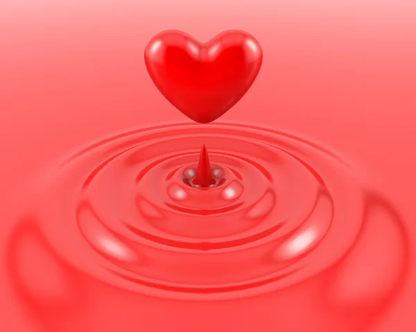 Red heart and blood — Stockfoto