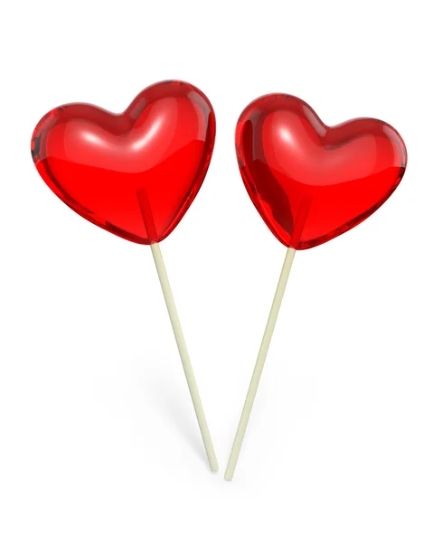 Dois pirulitos em forma de coração — Fotografia de Stock