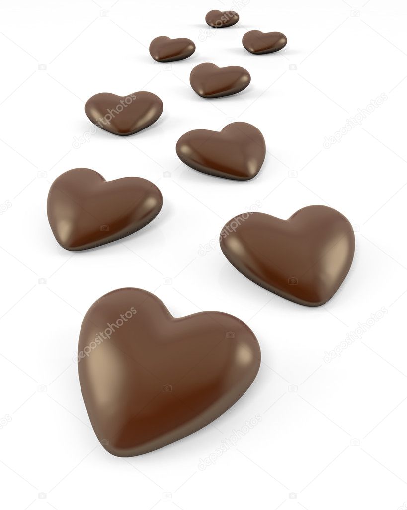 Few heart shaped chocolate candies
