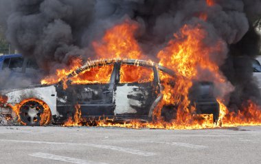 Burning car clipart