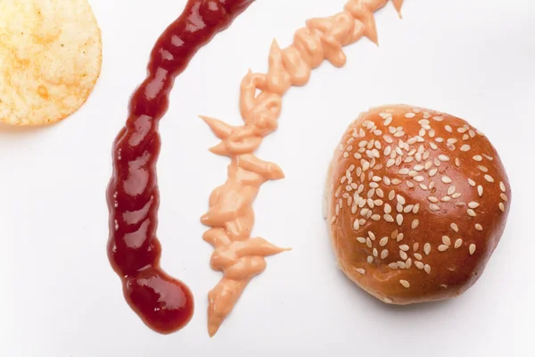 Sauces ketchup and mayonnaise — Stock Photo, Image