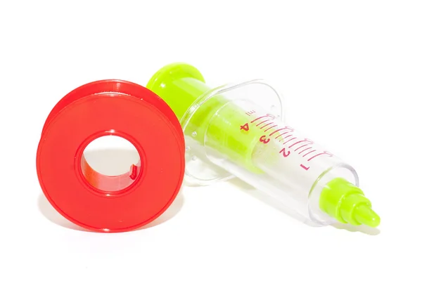 Syringe and gauze — Stock Photo, Image