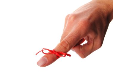 Red bow on male finger clipart