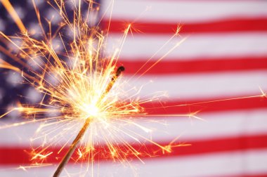 Sparkler and usa flag clipart