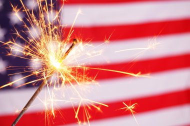 Sparkler and usa flag clipart