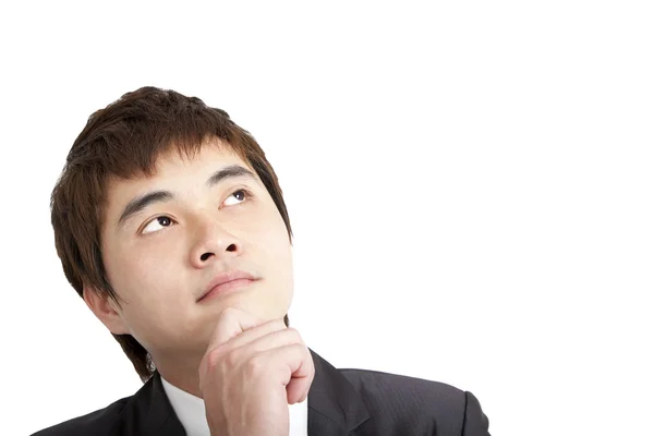Jovem asiático homem de negócios pensamento — Fotografia de Stock