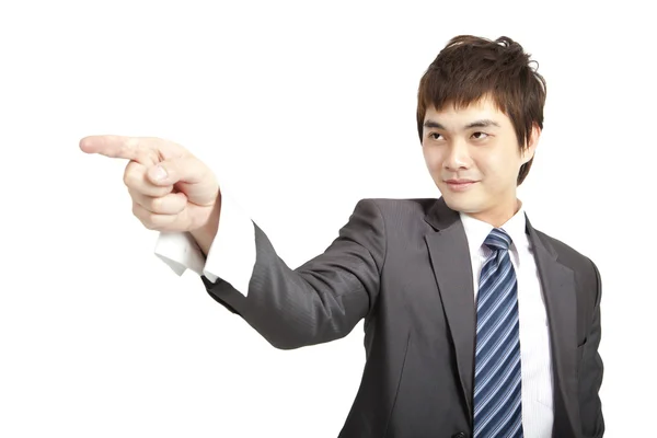 Asiatique homme d'affaires doigt pointant — Photo