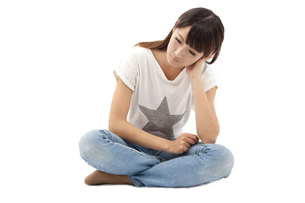 stock image Sad and Depression young woman isolated on white