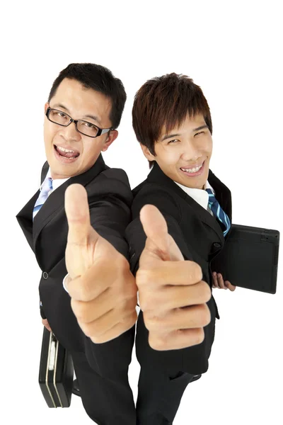 親指と幸せなアジア系のビジネスマン — ストック写真