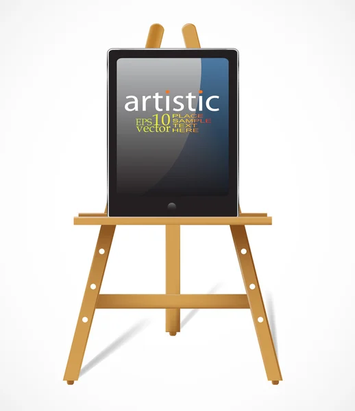Caballete con tablet PC: concepto de arte digital — Archivo Imágenes Vectoriales