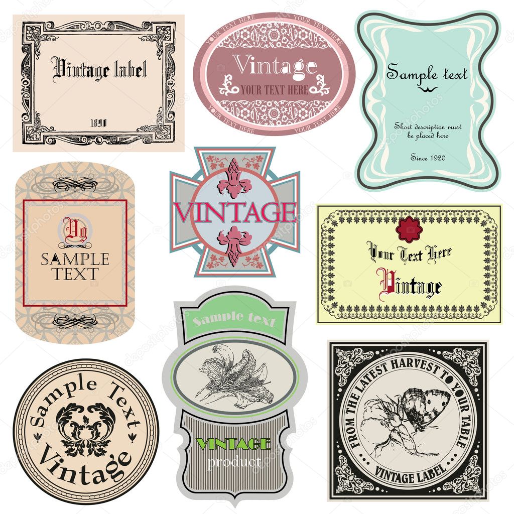 Set of vintage style labels