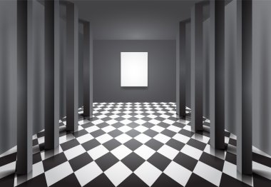 Hall with columns and blank canvas clipart
