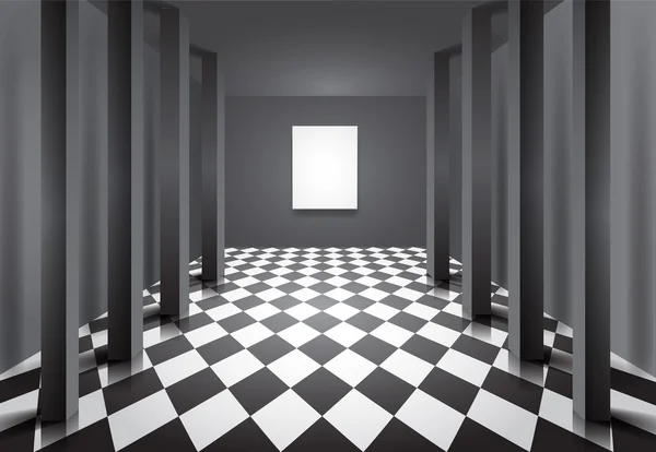 Salão com colunas e tela em branco — Vetor de Stock