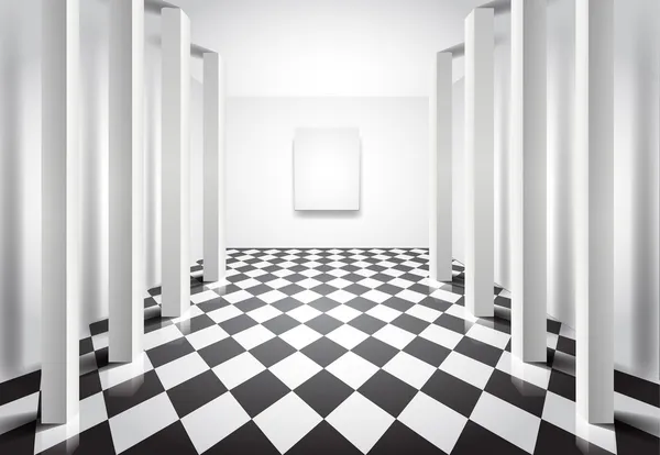 Salão com colunas e tela em branco —  Vetores de Stock