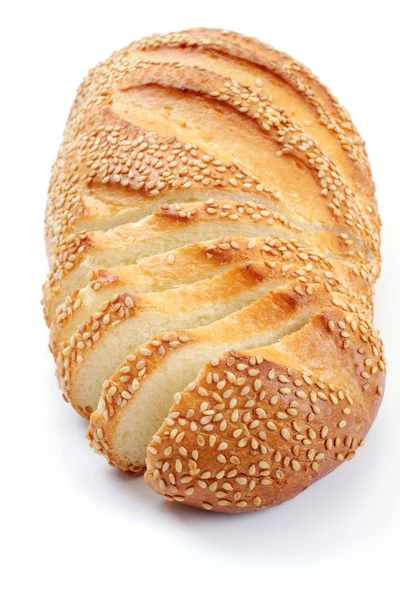 Pan con sésamo, sobre blanco — Foto de Stock