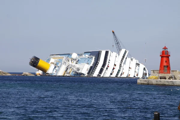 Nave da crociera Concordia affondata — Foto Stock