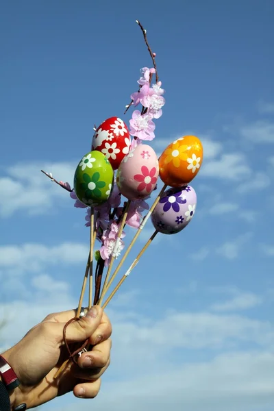 Easter eggs decorated in the sky — Stock Photo, Image