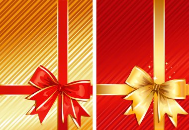 Golden Ribbon & Red Ribbon / two gifts / vector clipart