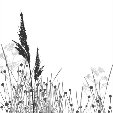 Grass silhouettes / vector / elements are separated clipart