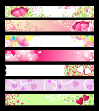 Love & hearts website banners / vector / set #2 clipart