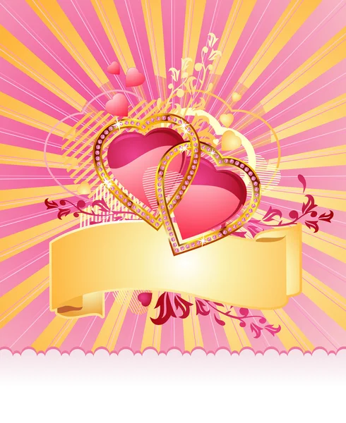 Hou van harten / met banner voor uw tekst / valentine / vector — Stockvector