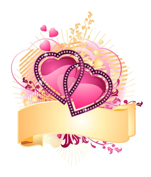 Láska srdce / s transparentem / valentine / vector — Stockový vektor