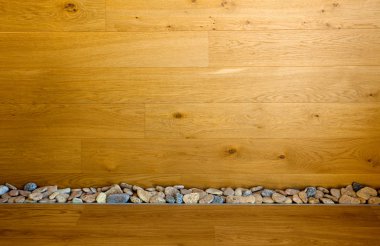 Wooden Wall and Floor with Stones line / real modern interior clipart