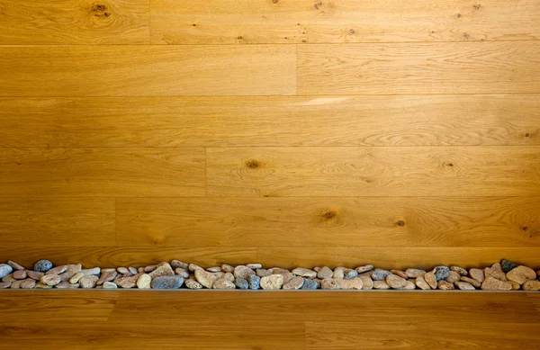 stock image Wooden Wall and Floor with Stones line / real modern interior