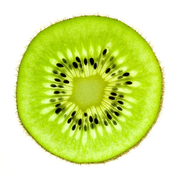 Slice of a fresh Kiwi / Super Macro / back lit — Stock Photo, Image