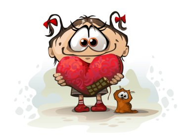 Girl with heart clipart