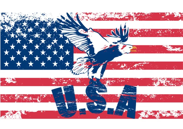 Águia com EUA em grunge ilustração —  Vetores de Stock