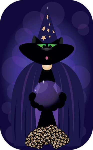 Le chat magicien un chapeau — Image vectorielle