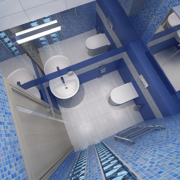 Insidan av toalettenコーナー浴槽付きのバスルーム — Stockfoto