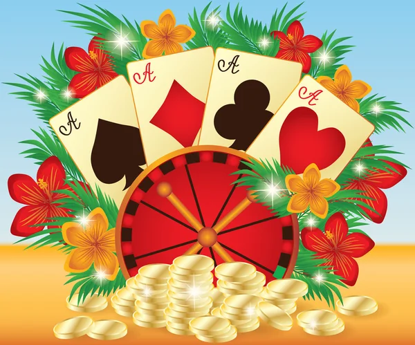 Letní kasino-karet, vektorové ilustrace — Stockový vektor